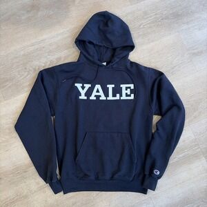 Champion Yale Hoodie Womens Small Navy Sweatshirt Kangaroo Pockets Bulldogs